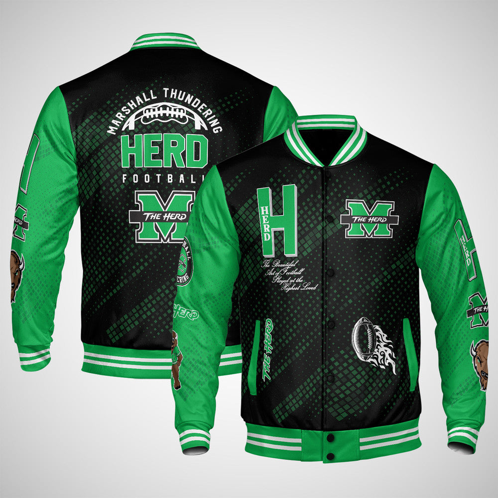 Marshall Thundering Herd , Ncaa Pattern Baseball Jacket, Varsity Jacket V12