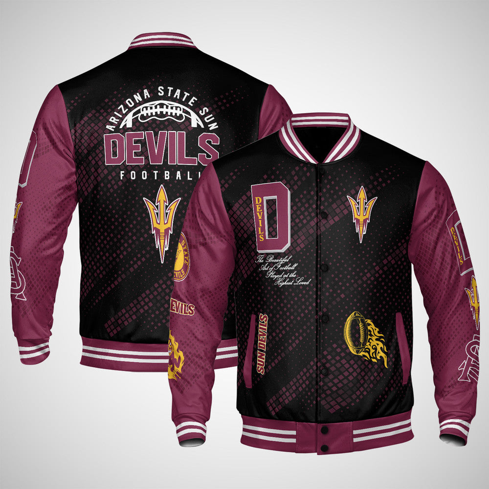 Arizona State Sun Devils , Ncaa Pattern Baseball Jacket, Varsity Jacket V12