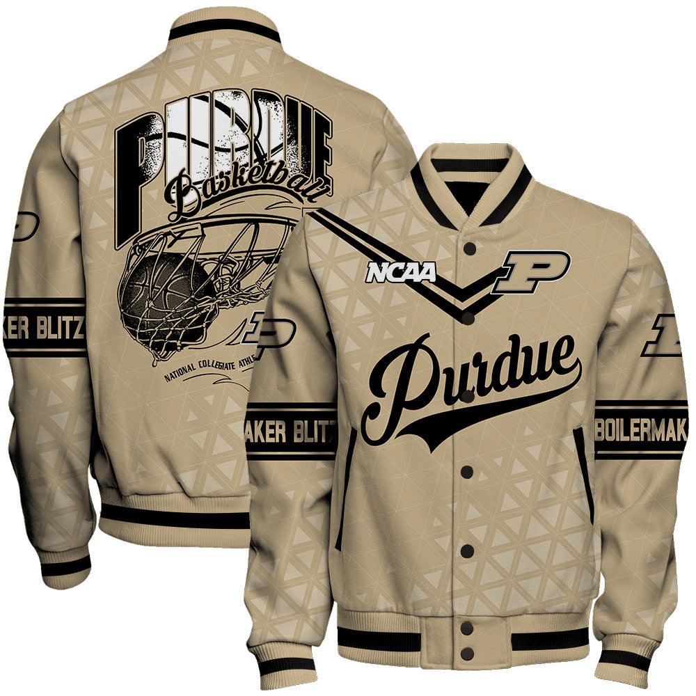 Purdue Boilermakers Ncaa Basketball Boilermaker Blitz 3D Unisex Varsity Jacket