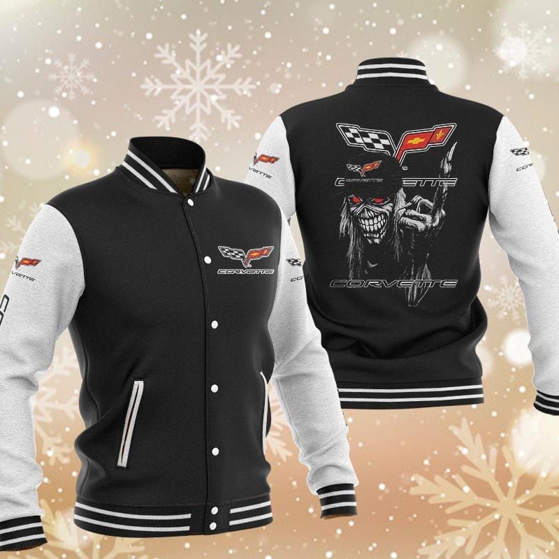 Chevrolet Corvette Skeleton Baseball Varsity Jacket Full Color