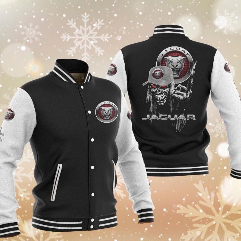 Jaguar Cars Skeleton Baseball Varsity Jacket Full Color