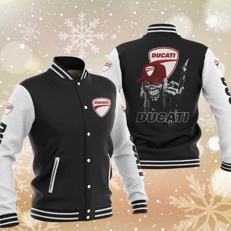 Ducati Skeleton Baseball Varsity Jacket Full Color