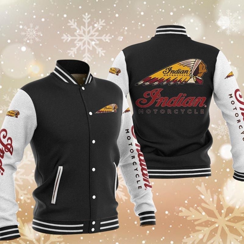 Indian Motorcycle Brand Logo Baseball Varsity Jacket Full Color