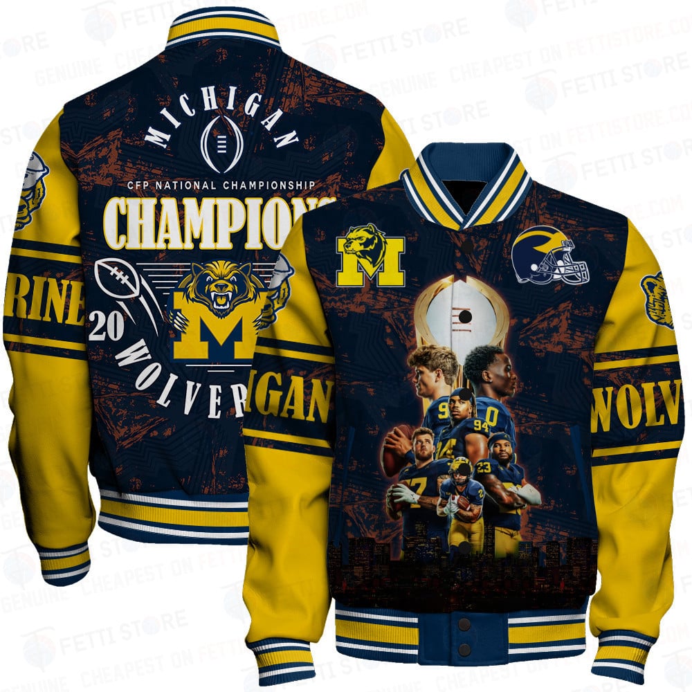 Michigan Wolverines 2024 Champions Print Varsity Jacket Sfat V6