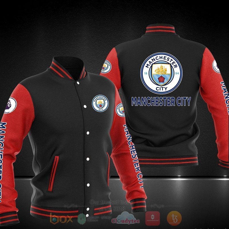 Manchester City Black Red Varsity Jacket