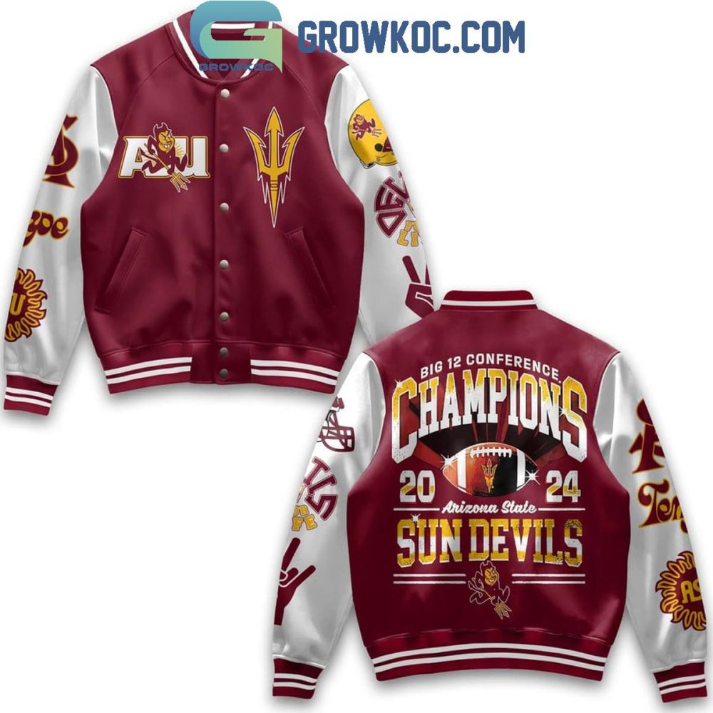 Asu Sun Devils 2024 Champions Varsity Jacket - Celebrate Big 12 Victory In Style!