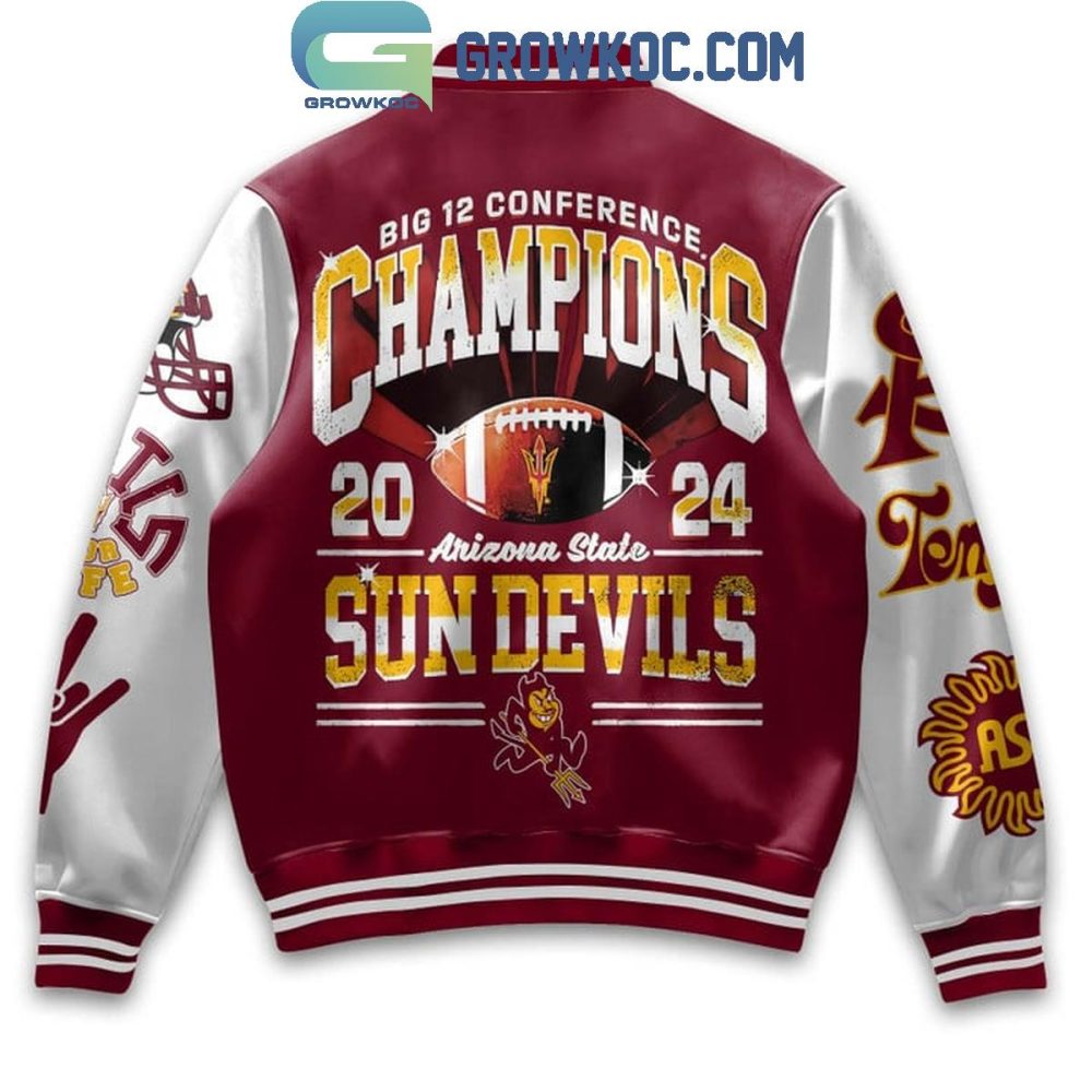 Asu Sun Devils 2024 Champions Varsity Jacket - Celebrate Big 12 Victory In Style!