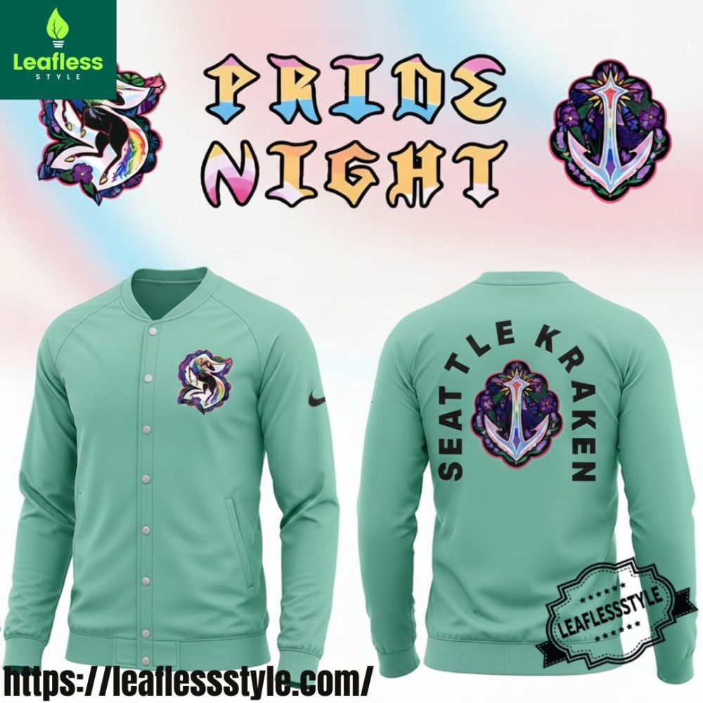 Seattle Kraken X Pride Night 2026 Common Thread Mint Baseball Jacket