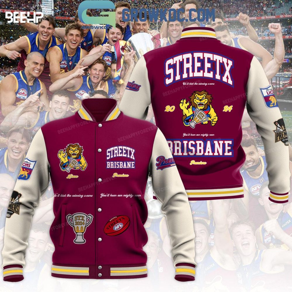 Streetx Brisbane Lions Varsity Jacket – Premium Afl Team Bomber, Retro Style, Limited Edition