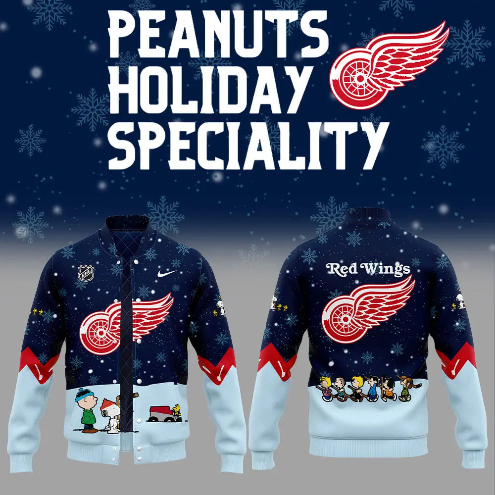 Detroit Red Wings Peanuts &amp; Snoopy Night Nike Baseball Jacket 1