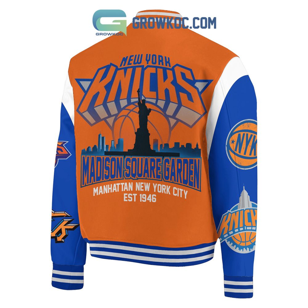 Ny Basketball Varsity Jacket - Iconic Orange &amp; Blue Fan Gear - Unisex S-Xxl - Perfect For Game Day!