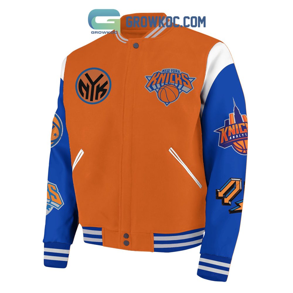 Ny Basketball Varsity Jacket - Iconic Orange &amp; Blue Fan Gear - Unisex S-Xxl - Perfect For Game Day!