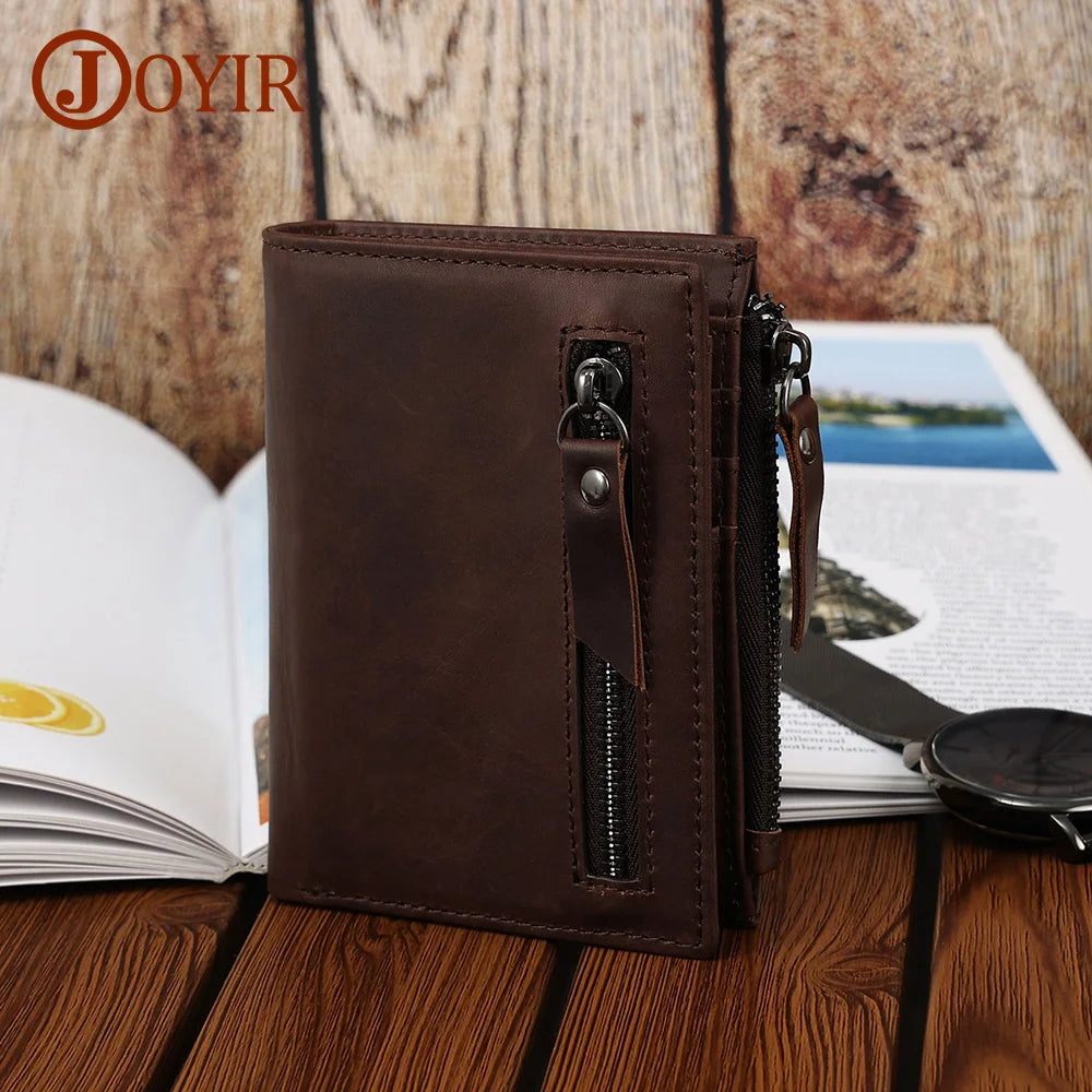 JOYIR Genuine Leather AirTag Wallet Mens Wallet with Money Clip Air Tag RFID Blocking Bifold Credit Card Holder Gifts for Men