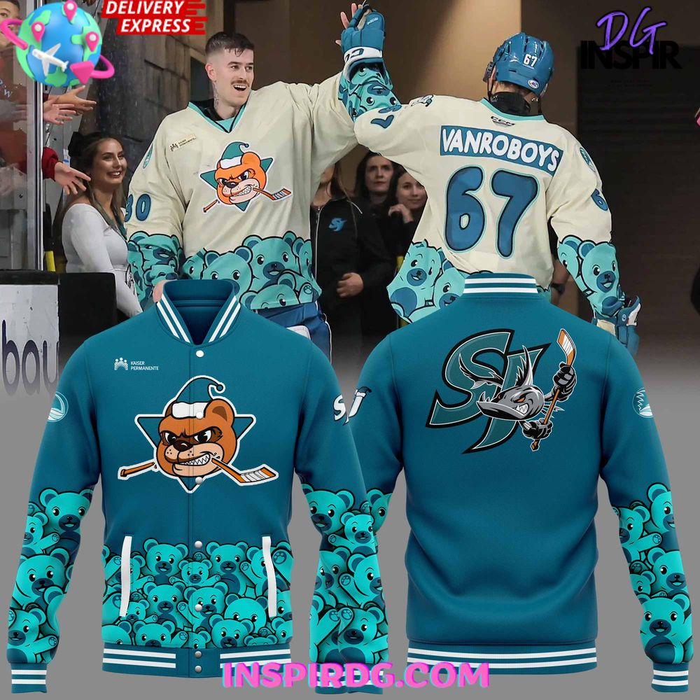 San Jose Barracuda Teddy Bear Special Blue Jacket