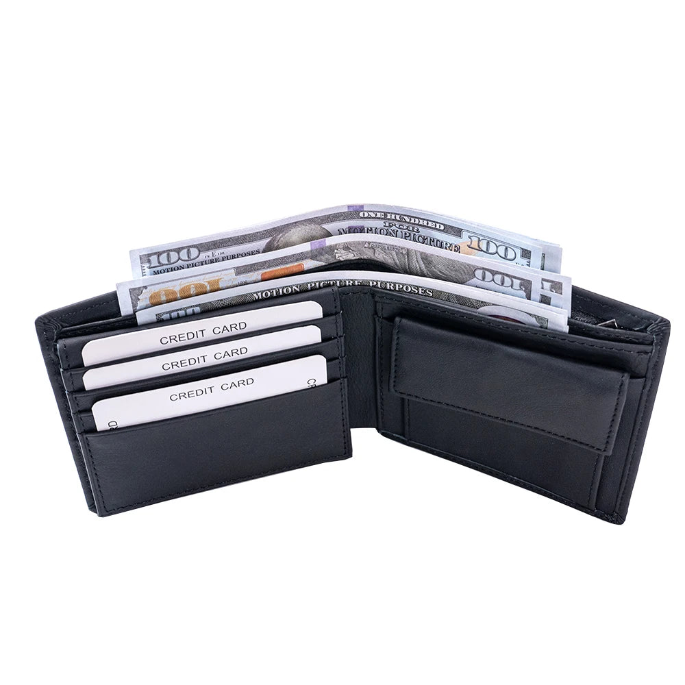 Men's leather wallet RFID Cowhide genuine leather wallet multi-function credit card holder