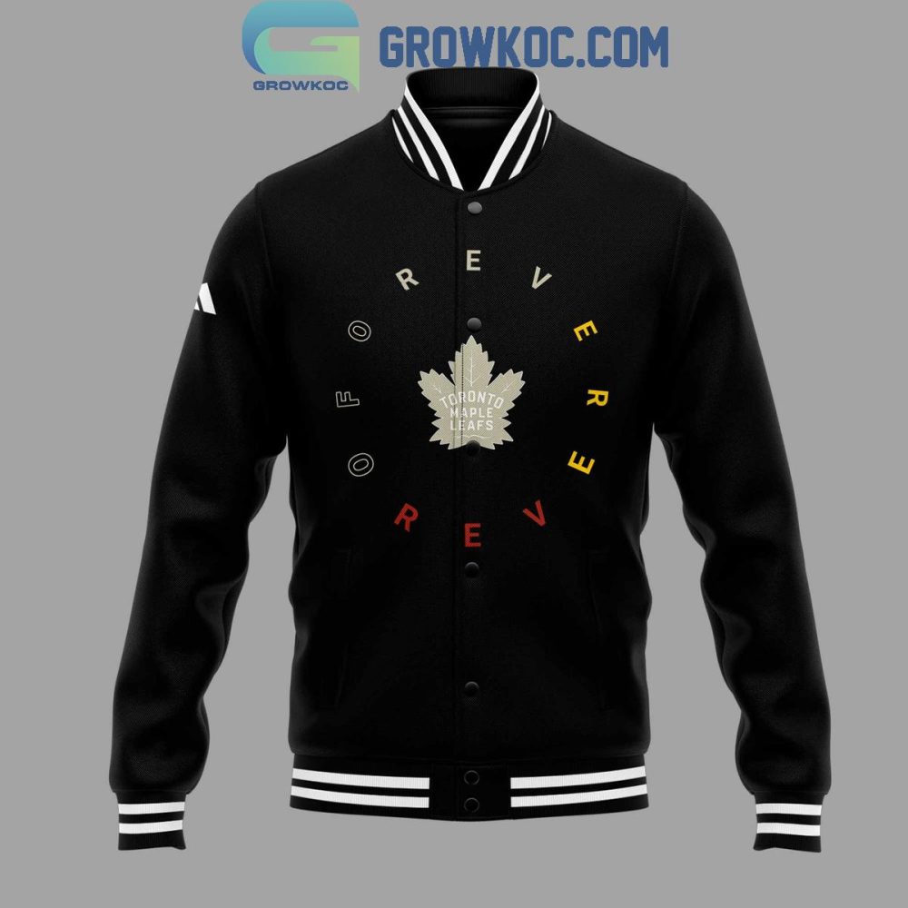 Toronto Maple Leafs Forever Jacket - Stylish Black Varsity With Unique Indigenous Art Design