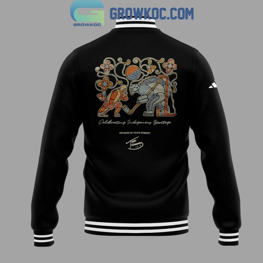 Toronto Maple Leafs Forever Jacket - Stylish Black Varsity With Unique Indigenous Art Design