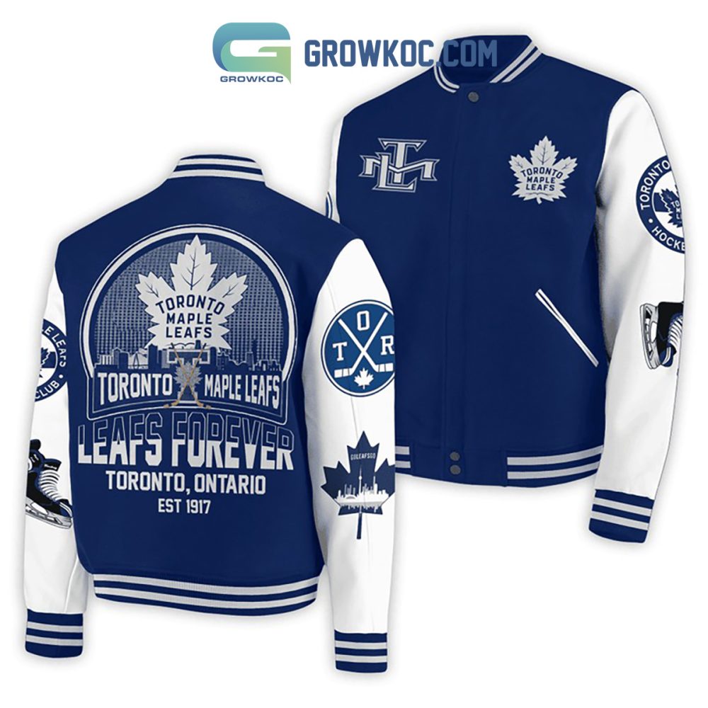 Toronto Maple Leafs Varsity Jacket - Stylish Blue &amp; White Fan Gear For Ultimate Support