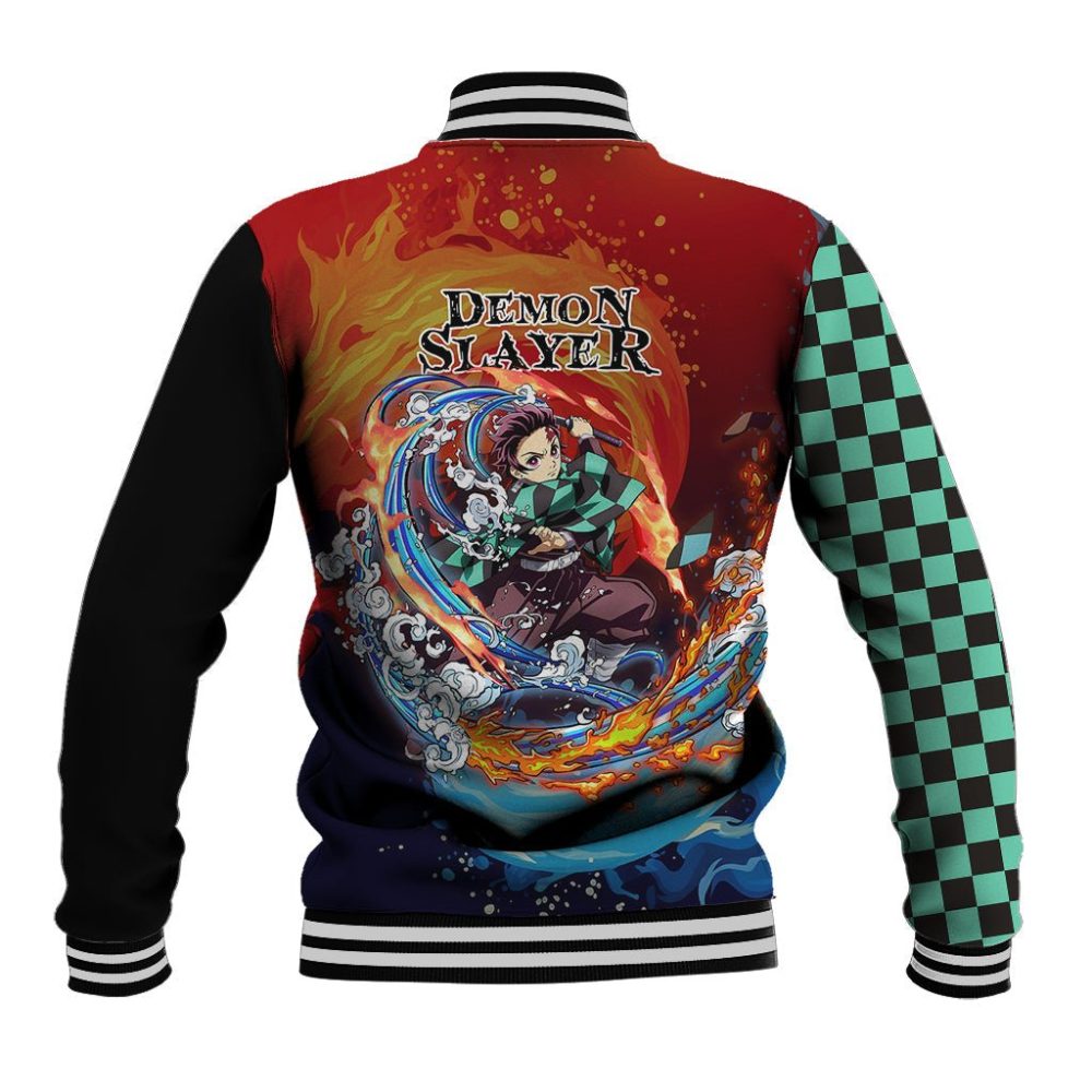 Anime Demon Slayers Tanjiro Baseball Jacket Ichimatsu Checkered Pattern Ts07