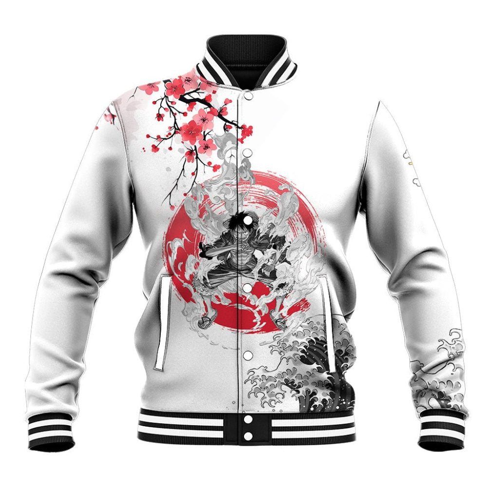 Anime One Piece Luffy Strawhat Baseball Jacket Sumi-E Painting Style Ts07