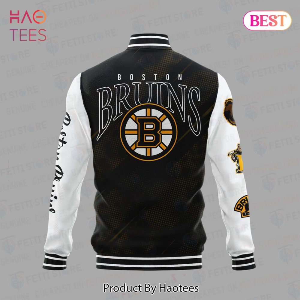 Boston Bruins Varsity Jacket - Stylish Black &amp; White Fan Gear By Haotees