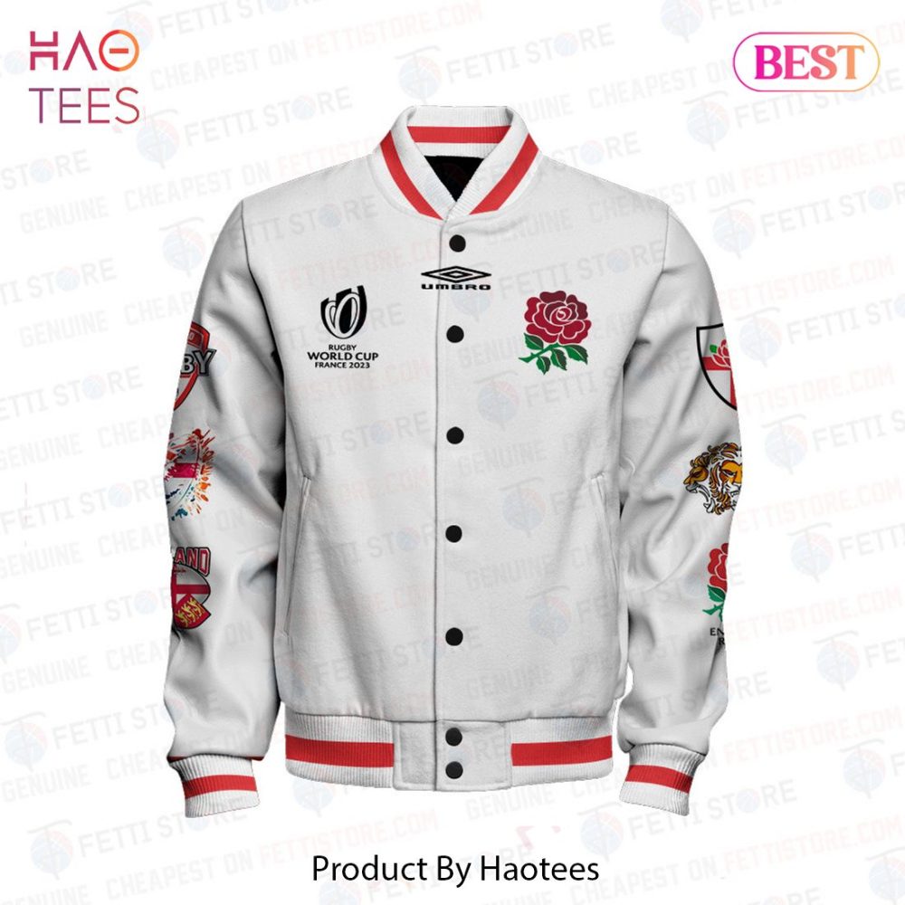 Limited Edition Rugby World Cup 2023 England Varsity Jacket - Stylish Sportswear By Haotees