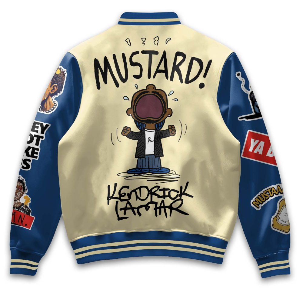 Stylish Mustard Varsity Jacket - Unique Graphic Design, Limited Edition Outerwear