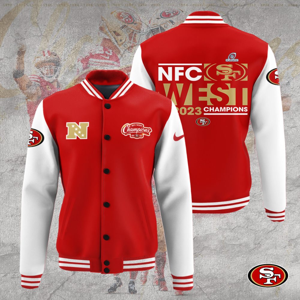 2023 Nfc West Champs Varsity Jacket - Red &amp; White, Premium Quality
