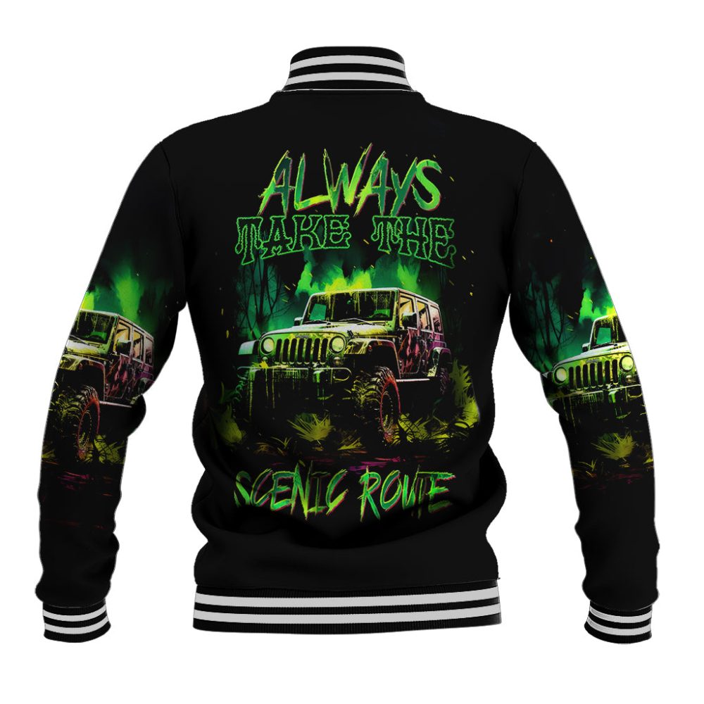 Off Road Jeep Baseball Jacket Always Take The Scenic Route Dt01