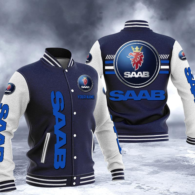 Saab Dmhj1551 Logo Baseball Varsity Jacket