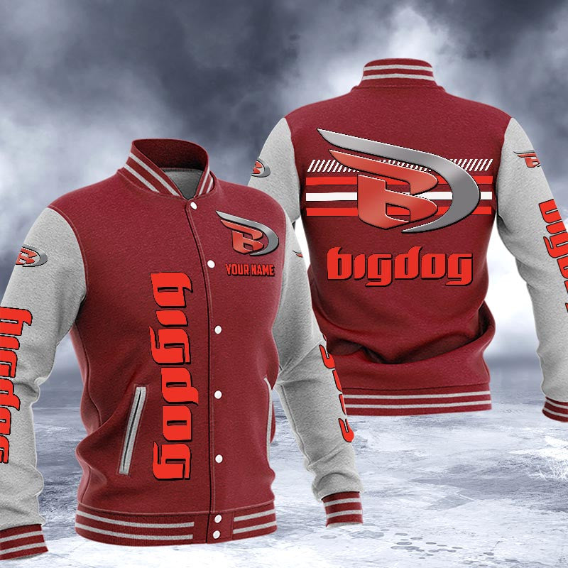 Big Dog Motorcycles Dmhj1571 Logo Baseball Varsity Jacket