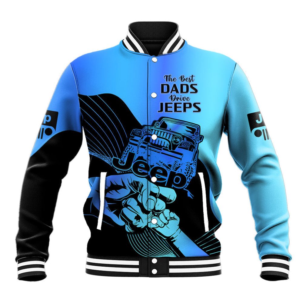 Blue Jeep Dad Baseball Jacket Happy Fathers Day Best Dads Drive Jeeps Lt14