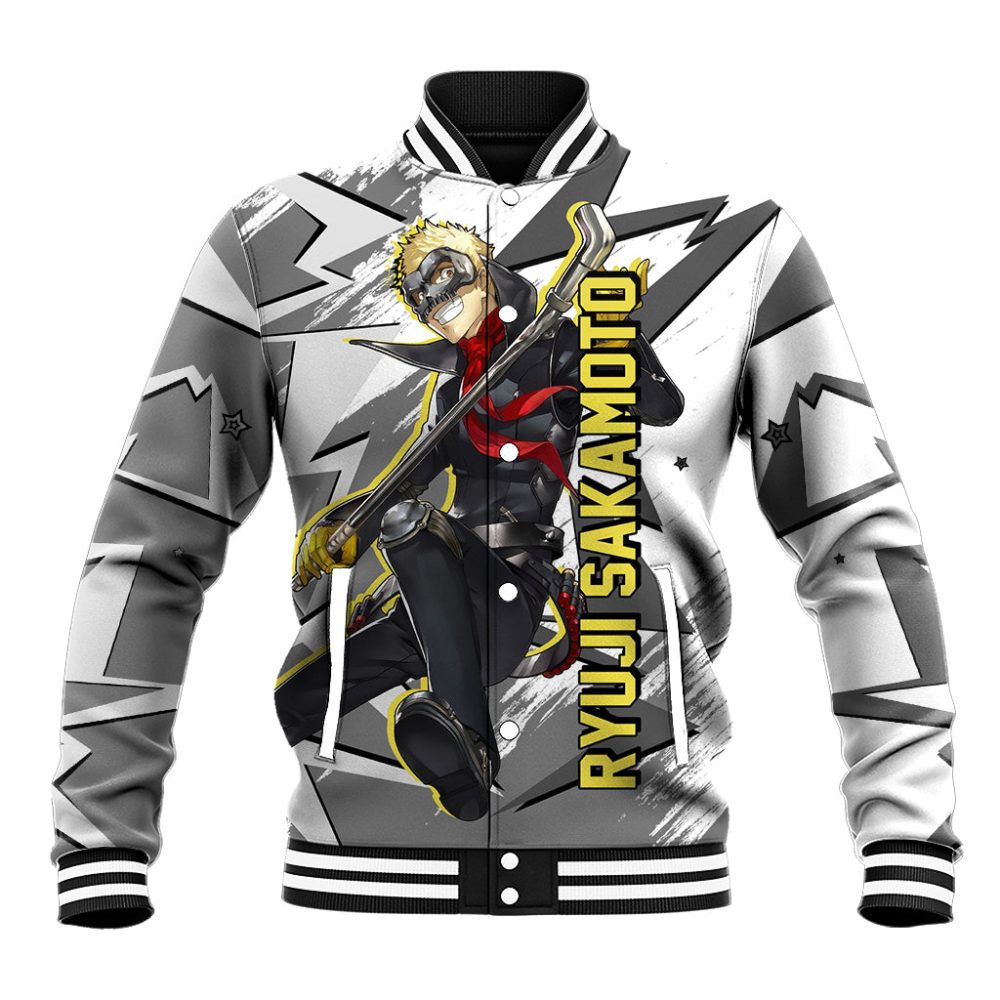 Ryuji Sakamoto Persona Baseball Jacket Anime Mix Polygon Cyber Style Ts04