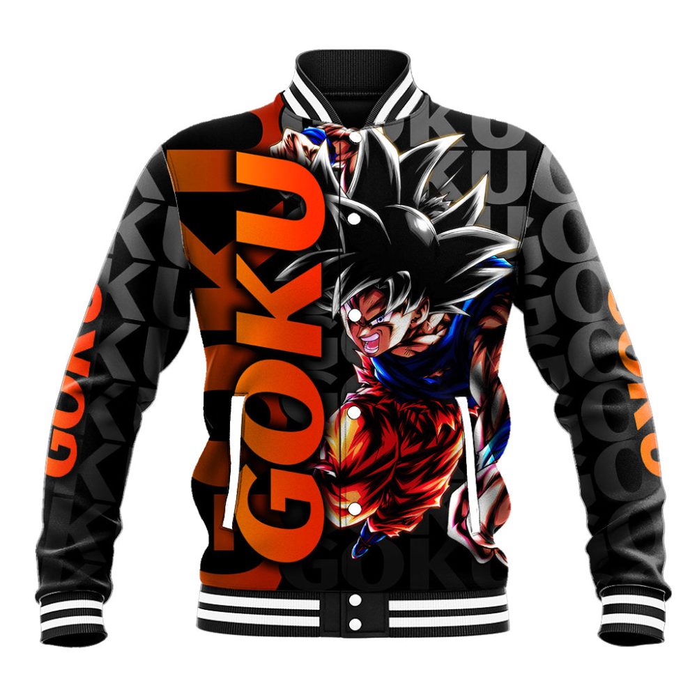 Goku Dragon Ball Baseball Jacket Anime Mix Text Pattern Abstract Style Ts04