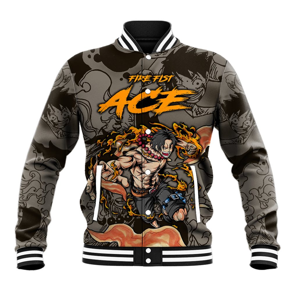 Portgas D.Ace - Fire Fist Of One Piece Baseball Jacket Anime Mix Manga Style Ts04