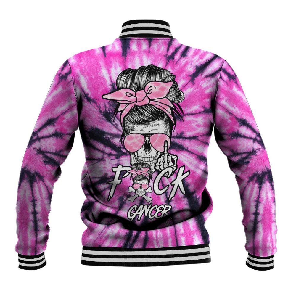 Fcks Cancer Skull Tie Dye Baseball Jacket Ts04