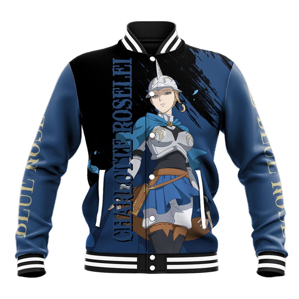 Blue Rose Charlotte Roselei Baseball Jacket Black Clover Ts04