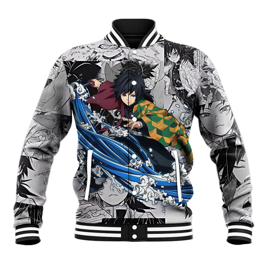 Giyu Tomioka - Demon Slayer Anime Mixed Manga Baseball Jacket Ts04