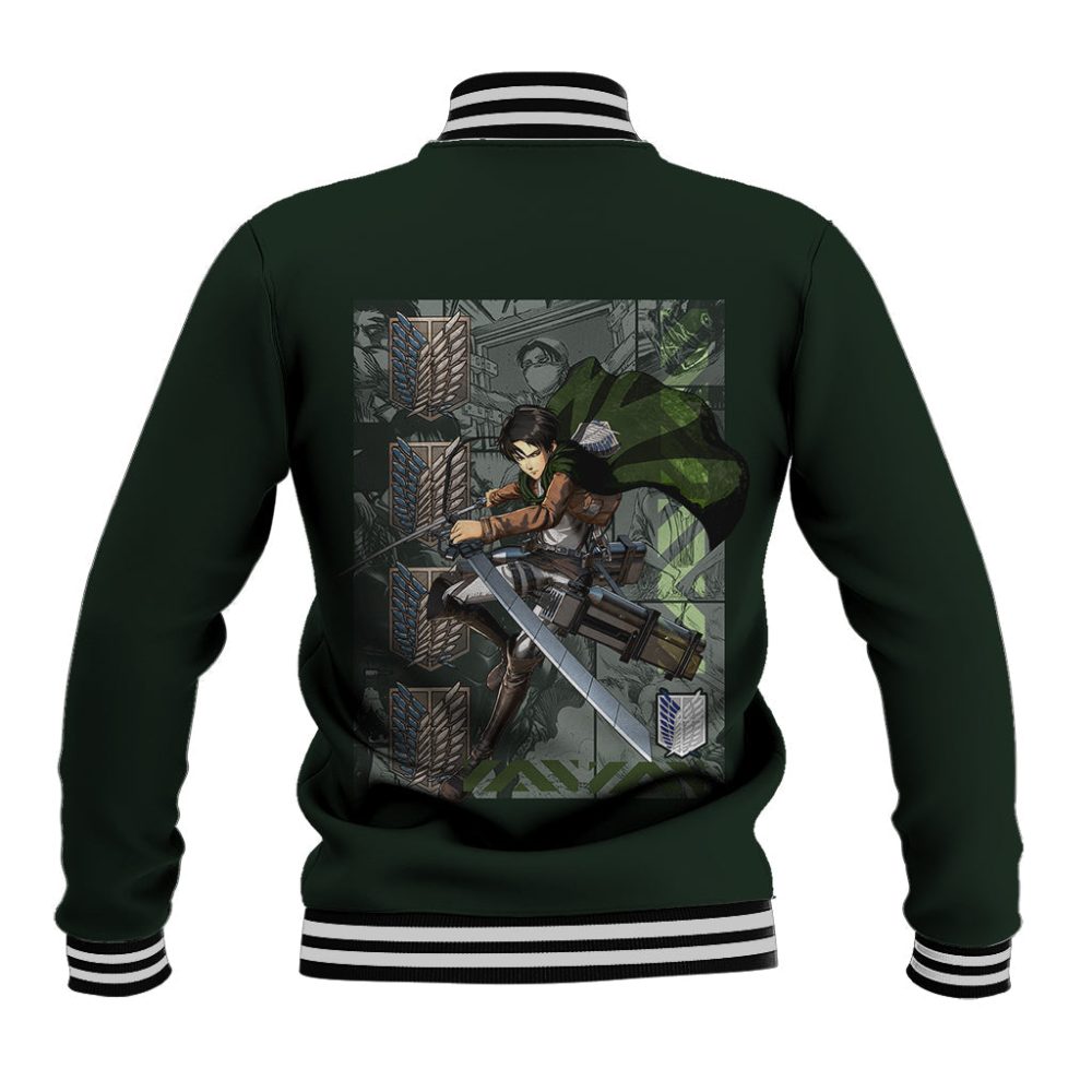 Attack On Titan Anime Levi Ackerman Baseball Jacket Streetwear Ts07